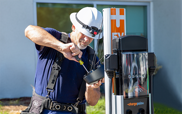 Services Image Image of man installing ChargePoint Station